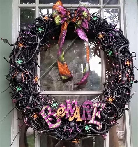 My Halloween Wreath Made With Rubber Snakes And Spiders I Spray
