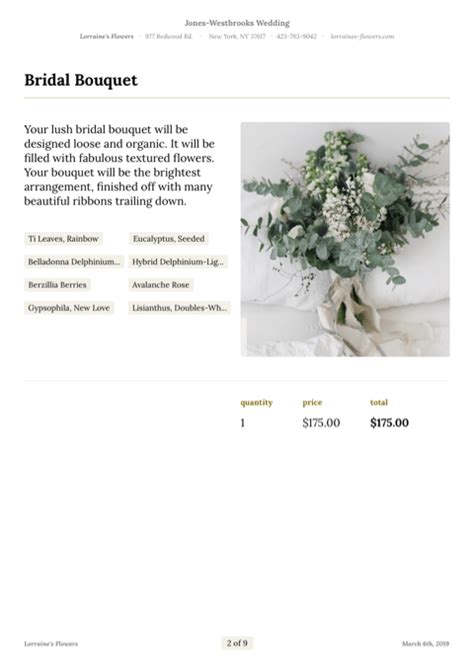Wedding Flower Proposal Template Best Flower Site