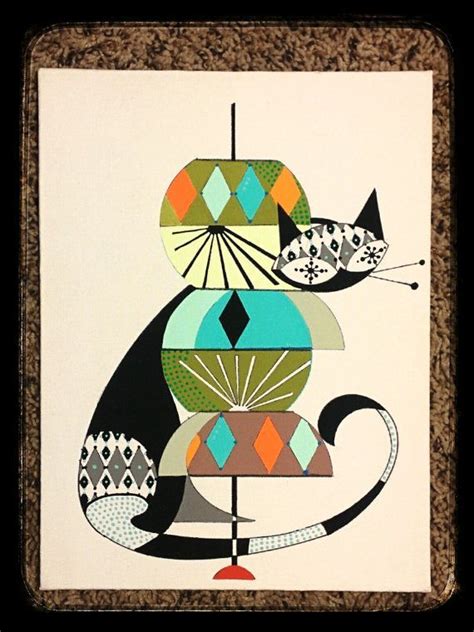 A Cat With An Umbrella On Its Head Is Depicted In This Art Work