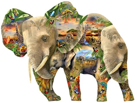 Ele Phantastic Custom Elephant Shaped Jigsaw Puzzle 1000 Pc