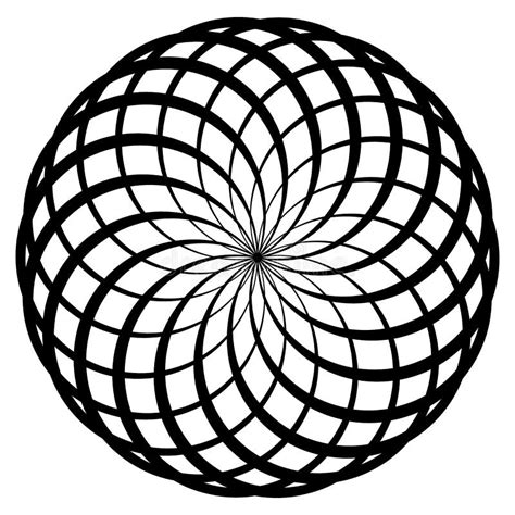 Circular Geometric Spiral Abstract Monochrome Design Element Stock