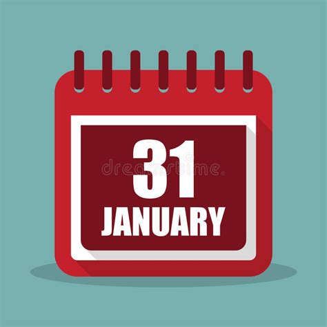 Calendar With 31 January In A Flat Design Vector Illustration Stock