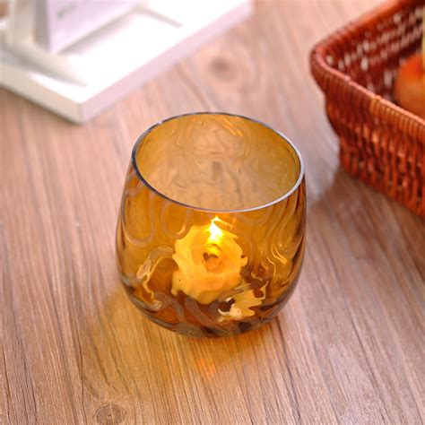 Colored Glass Candle Holder With Flower Patternglass Candle Holder On