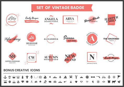 Red And White Logos For Blogger And Fashion Design 962629 Vector Art At