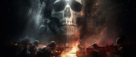 Download Wallpaper 2560x1080 Tom Clancys The Division Game Skull