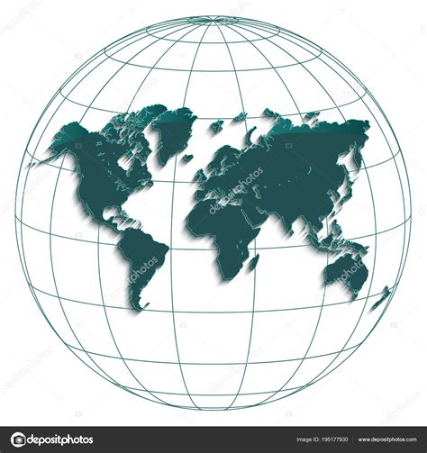 World Map Globe Earth Globus Geographic Coordinates White Background
