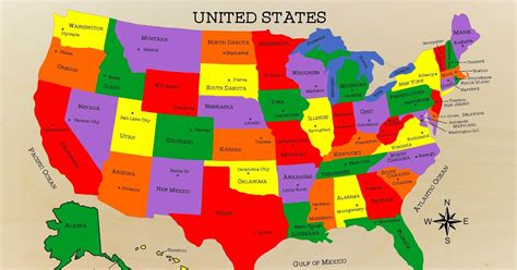 Us Map With Names : Printable Map Of Usa With State Names And ...