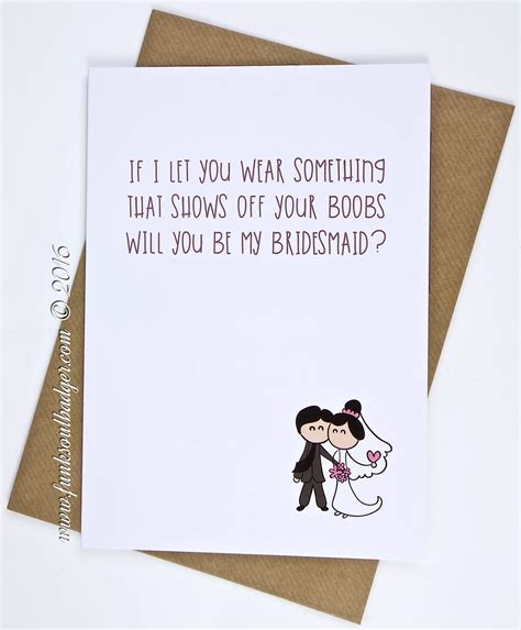 Funny Wedding Card Congratulations Let You Wear Something If Youll Be My Bridesmaid Etsy