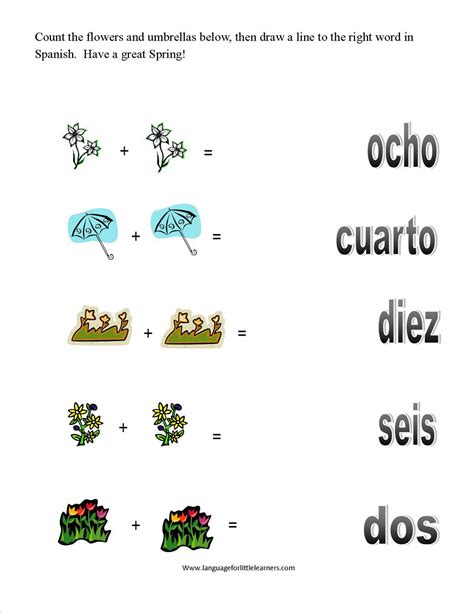 Free ~ Spanish Worksheets For Kids ~ Spring Printout Ead