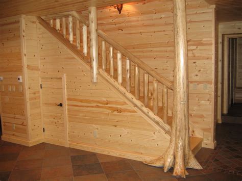 Bonnie galloway on jan 04, 2017. Norther White Cedar Stump Log at the base of a knotty pine staircase. | Traditional house ...