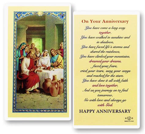 On Your Anniversary Cana Wedding Laminated Holy Card St Jude Shop
