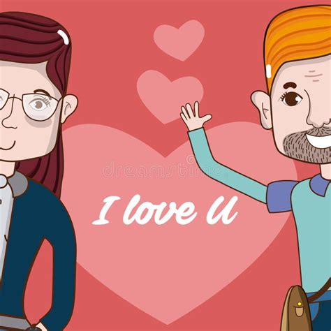 I Love You Card Couple Cartoon Stock Vector Illustration Of Cartoons