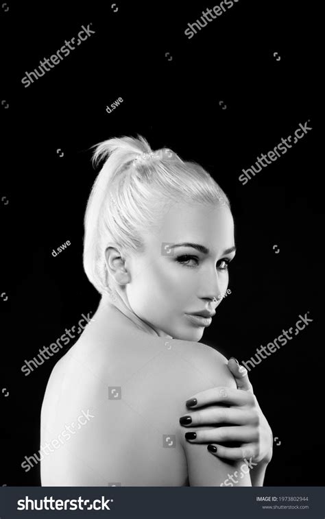 Beauty Portrait Woman Blonde Hair Naked Stock Photo