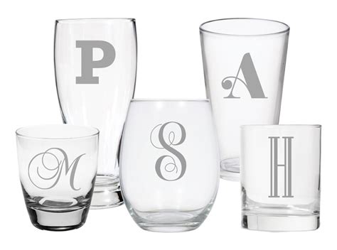 Etched Personalized Letter Glass Monogram Glass Personalized Etsy