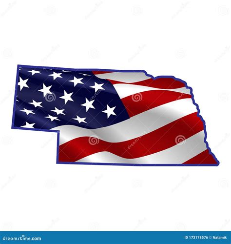 United States Nebraska Full Of American Flag Map Stock Illustration