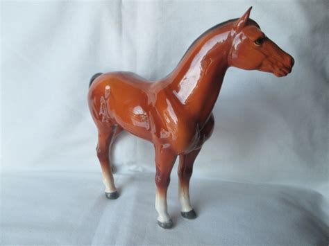 Lefton 48167 Glossy Porcelain Brown Horse Figurine Etsy