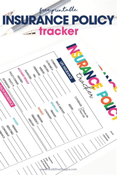 Insurance Policy Tracker Free Printable Download