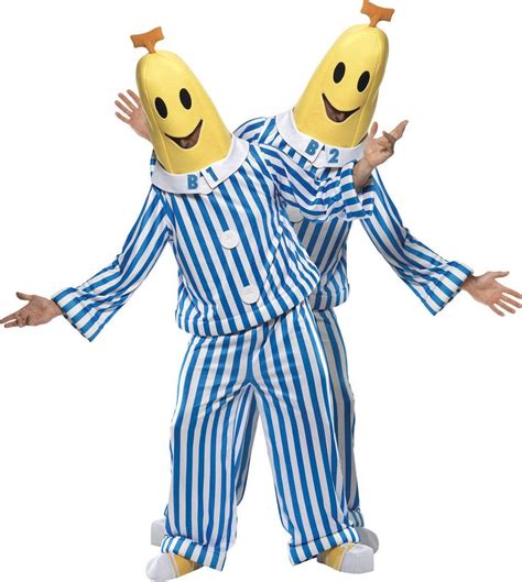 Adults Bananas In Pyjamas Costume B1 And B2 Fancy Dress Costumes