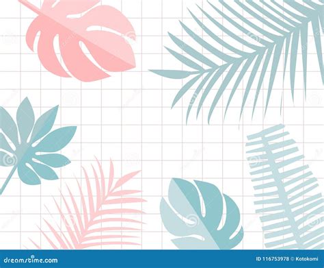 Tropical Leaves Frame With Copyspace Pastel Pink And Blue Tropic