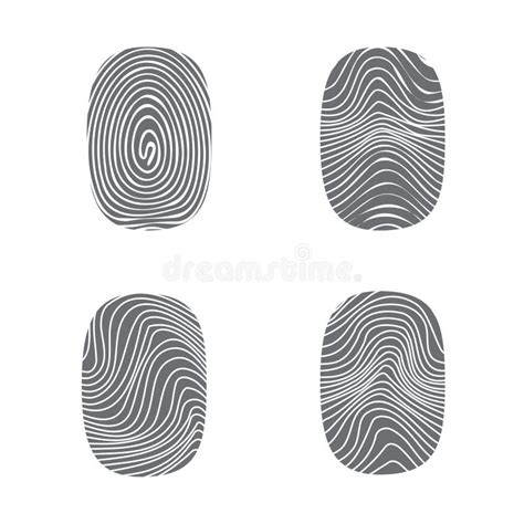 Set Of Fingerprint In Black Silhouette On White Stock Vector