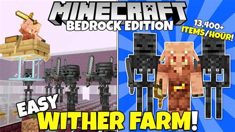 Minecraft Bedrock Easy Wither Skeleton Farm Tutorial 13400 Items