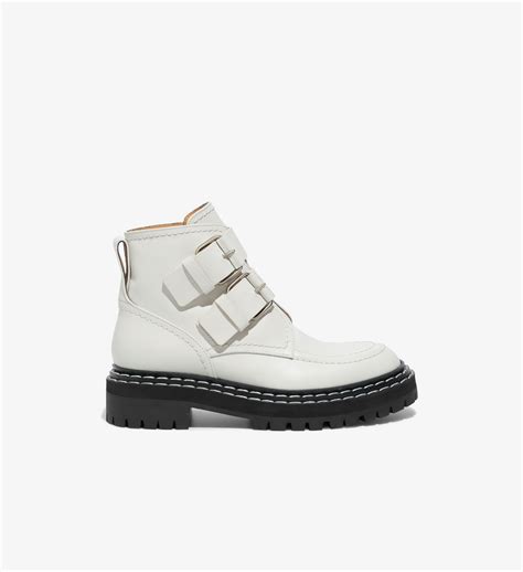 Lug Sole Buckle Boots In White Proenza Schouler