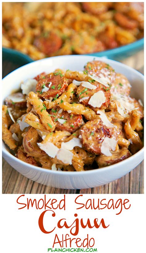 Try our marvellously meaty sausage pasta dishes. Smoked Sausage Cajun Alfredo | Sausage dishes, Smoked ...