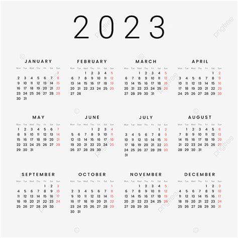 Calendário 2023 Em Estilo Minimalista E Simples Png Calendário 2023