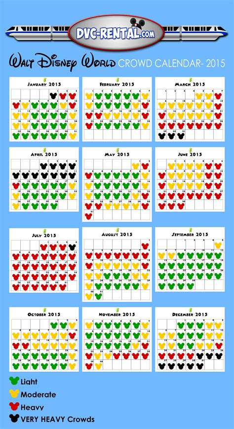 Disneyland Crowd Calendar Time Table