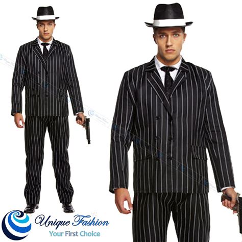 Mens 1920s Mafia Gangster Boss Suit Adult Fancy Dress Costume Outfit Ebay