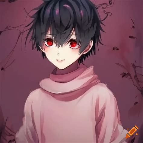 Cute Anime Boy With Red Eyes And Black Hair On Craiyon