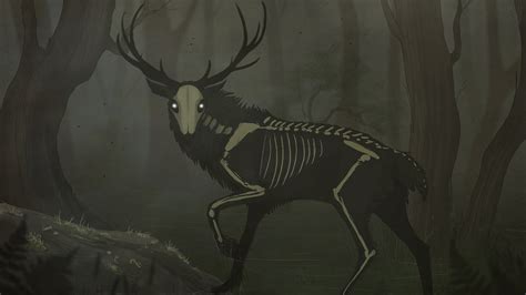 Wallpaper Creepy Creature Deer Skeleton Bones Skull Animals