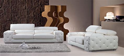 2726b Sofa 3pc Set In White Tufted Leather By Vig Wcrystals