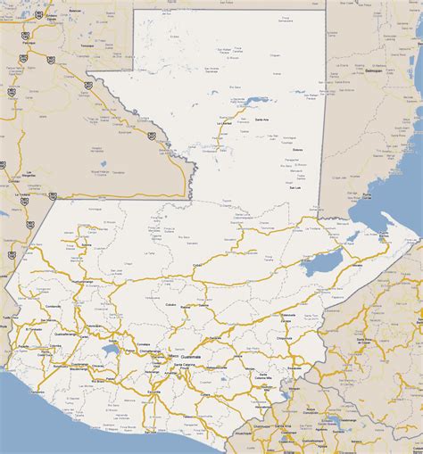 Large Detailed Road And Political Map Of Guatemala Guatemala Large Images