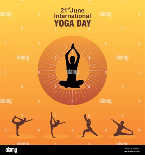 June International Yoga Day Body Posture Human Silhouette Vector