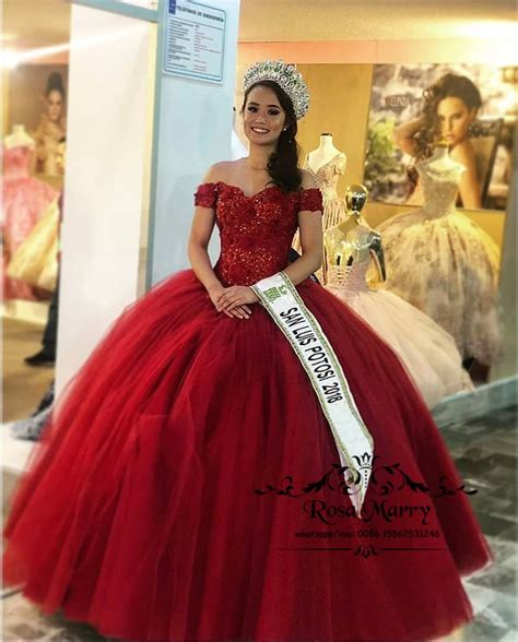 Red Sweet 16 Ball Gown Quinceanera Dresses 2020 Off Shoulder Vintage