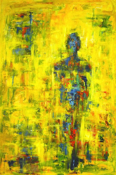 Yellow Abstract Art Painting Contemporary Decor Art Automaton Artwork