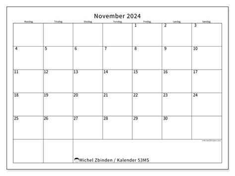 Kalender For November 2024 For Utskrift “53ms” Michel Zbinden No