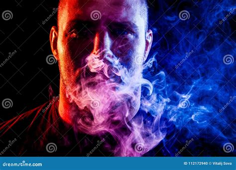 A Young Man Exhales A Cloud Stock Photo Image Of Abstract Nicotine