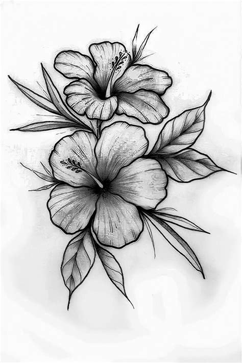 Tropical Flower Tattoos Lily Flower Tattoos Flower Tattoo Drawings Flower Art Drawing