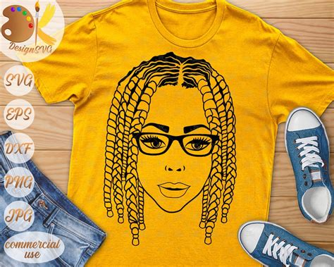 Black Girl With Glasses Svg Afro Woman Svg Afro Braids Svg Etsy