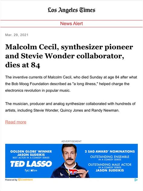 Los Angeles Times Malcolm Cecil Synthesizer Pioneer And Stevie Wonder