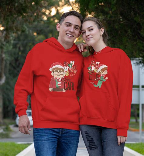 christmas carl and ellie matching couple hoodies disney up movie couple shirt best ts for