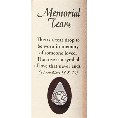 Memorial Tear Pin Love Symbols Memories Losing A Loved One