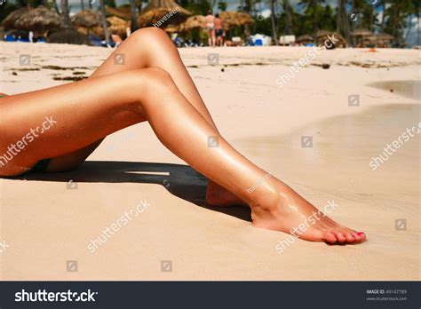 Womens Sexy Legs On Beach Stock Photo Shutterstock