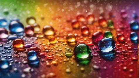 Premium Ai Image Realistic Water Droplets On Rainbow Background