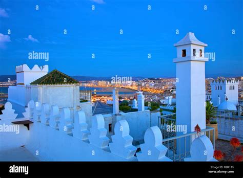 View Over Kasbah To Tangier Tangier Morocco North Africa Stock Photo