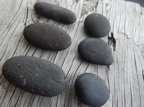 Beach Collection Flat Round Smooth Black Rocks Perfect For