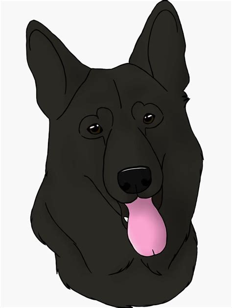 German Shepherd Dog Black Sticker By Cynthiaetal German Shepherd