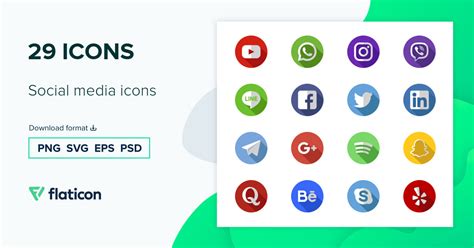 Social Media Icons Icon Pack Flat 29 Svg Icons
